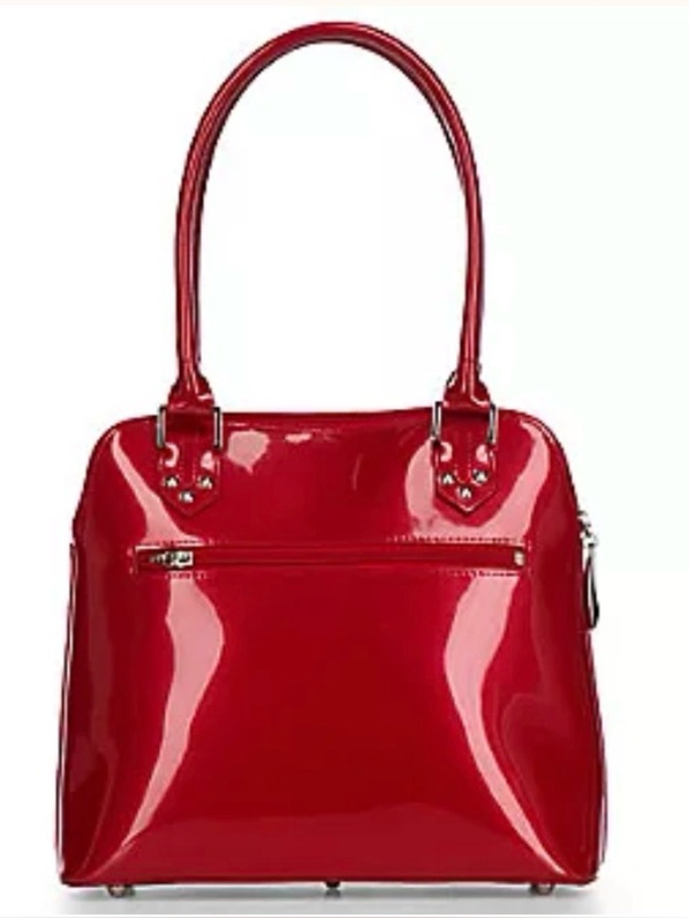 Beijo Pearlescent Red Patent Leather Shoulder Bag, by Susan Handley.